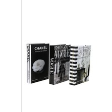 3'lü Element/vogue/gül Dekoratif Kitap Kutu