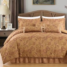 Adelle 7 Parça Şal Desenli Işlemeli Yorgan Nevresim Takımı, California Boy