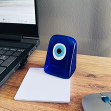 Alzfide Global El Yapımı Mavi Cam Nazar Boncuğu Kağıt Ağırlığı, Masa Dekoru, Ofis ve Ev Için Şık Hediyelik Obje