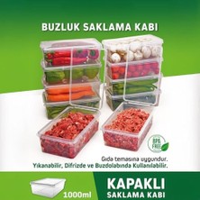 10 Adet Kendinden Kapaklı Ince Derin Dondurucu ve Buzdolabı Saklama Kabı Setleri 1 Litre ve 1.5 Litre Seçenekleri (1 Litre)