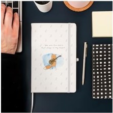 Sen Kalbimde Çalan Müziksin Mottolu Minimal Tasarımlı Çizgili Not Defteri 13 cm x 21 cm 100 Yaprak
