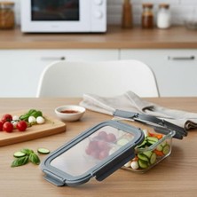1000ML 2 Bölmeli Borosilikat Cam Yemek Saklama Kabı – Kilitli Sızdırmaz Kapaklı Fırın ve Mikrodalga Uyumlu Cam Saklama Kabı | Sağlıklı Öğle Yemeği Kutusu | Koku ve Leke Tutmaz