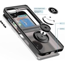 For Z Flip 5 Uyumlu Yüzüklü Tcp Iring Mat Buzlu Siyah Darbe Emici Telefon Kılıfı (Z Flip 5)