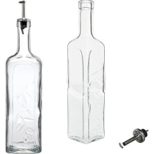 Homemade Metal Tıpalı Yağlık & Sirkelik, Şeffaf, 1 Litre ve Cam Yağlık Sirkelik