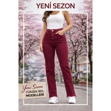 Yuksel Bel Esnek Jean Kesık Paça Bordo