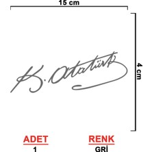 Ermap Araç Motor Laptop Folyo Etiket Sudan Etkilenmez Atatürk Imza Sticker Gri