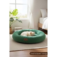 Feyza Design Yumuşak Teddy Kumaş Simit Kedi ve Köpek Yatağı, Evcil Hayvan Minderi