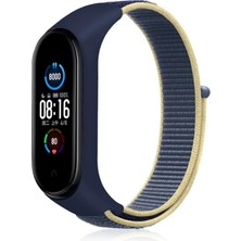 Eco Port Xiaomi Mi Band 4 Hasırlı Cırtcırtlı Kordon - Sarı-Lacivert