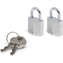 9120EURTCC 2 Adet Masif Alüminyumdan Yapılan Anahtarlı Asma Kilit Seti, Gri, 2 x 3,4 x 1,4 cm