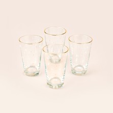 Rakle Star Altın Yaldızlı 4'lü Meşrubat Bardağı Seti - Sarı / Şeffaf - 395 ml