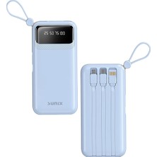 10.000 Mah Dijital Göstergeli Kendinden Kablolu Powerbank Mavi PB-120