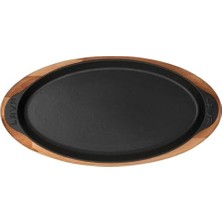Pişirme Kabı, Lv Eco Bt 1529 T9 K4 Balık Tavası ve Ahşap Tabağı, Integral Metal, Ölçüler 15 x 29 Cm, Dökme Demir, Siyah