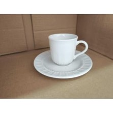 Sade 6 Kişilik Porselen Kahve Fincanı Takımı Beyaz Türk Kahvesi Fincanı 8695569855AYBABASTORE