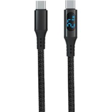 PD60W Hızlı Şarj Kablosu, LED Ekranlı, 480MBPS Type-C To Type-C Kablo, USB C - USB C Erkek - Erkek Kablo Tip C To Tip C 1 Metre U05CC3