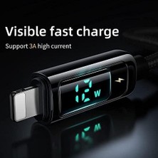 CA-8810 36W Pd Dijital Ekranlı Type-C To Lightning Data ve Şarj Kablosu 3A 1.2m Siyah