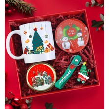 PremiumPort Yılbaşı Temalı Kupa, Mum, Anahtarlık ve Bardak Altlığı Hediye Seti