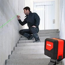 KBL92GTP 30 Metre Profesyonel Yatay ve Dikey Otomatik Hizalamalı Yeşil Çapraz Çizgi Lazer, 2 Noktalı Şakül Lazer Distomat + Mini +, Kırmızı/siyah
