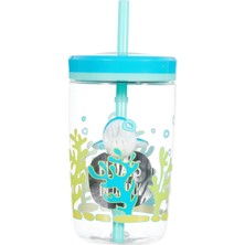 Yüzen Köpek Balığı Pipetli Tritan Bardak 470 Ml, Mavi