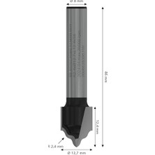 2608628398 Aksesuarı Profil Freze H 8 Mm, R1 2,4 Mm, D 12,7 Mm, L 12,7 Mm, G 46 mm