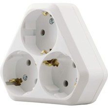 Üçgen Tip 3'lü Topraklı Priz, Beyaz