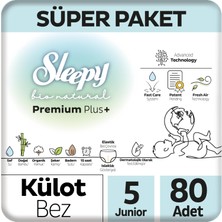 Sleepy Bio Natural Premium Plus Süper Paket Külot Bez 5 Numara Junior 80 Adet
