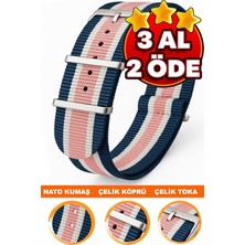 18MM-20MM-22MM-24MM Saatlerle Uyumlu Nato Kumaş Tekstil Saat Kordonu Kayışı Nato-Model-14