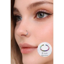 Sacce Scarves & Accessories Hologram Renkli 8 mm Çelik Halka Hızma Burun Piercingi