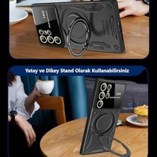 Newpole Galaxy S24 Ultra Için Magsafe Uyumlu Kılıf - Standlı, Kamera Lens Koruyuculu, Sert Silikon, Darbeye Karşı Dayanıklı Kılıf