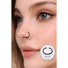 Sacce Scarves & Accessories Siyah Renkli 8 mm Çelik Halka Hızma Burun Piercingi