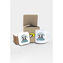 Satranç Chess Play Tasarımlı Baskılı Kupa Bardak Seti, Eğlenceli Özel Hediye Mug
