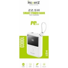 H21 10000 Mh Pd 20W ve USB 22.5W Fast Hızlı Şarj Dahili Type C ve Lightning Kablolu Dünya Standartlarına Uygun Polymer Batarya Birebir Amper LCD Göstergeli Powerbank