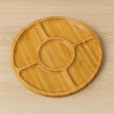 Doğal Bambu 5 Bölmeli Sunumluk Tabak | Kahvaltılık, Kuruyemişlik, Meyvelik, Atıştırmalık Servis Tabağı | Şık ve Dayanıklı Tasarım
