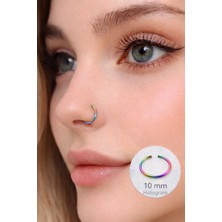 Sacce Scarves & Accessories Hologram Renkli 10 mm Çelik Halka Hızma Burun Piercingi