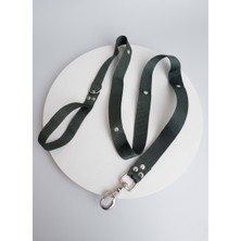 Balkonda Köpek Gezdirme Kayışı Tasması 2,5 cm Genişlik Düz Renk Kolon Kordon Koyu Yeşil