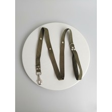 Balkonda Köpek Gezdirme Kayışı Tasması 2,5 cm Genişlik Düz Renk Kolon Kordon Haki