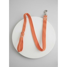 Balkonda Köpek Gezdirme Kayışı Tasması 2,5 cm Genişlik Düz Renk Kolon Kordon Turuncu