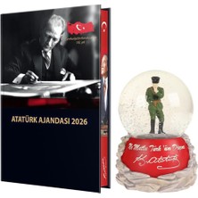 2026 Atatürk Ciltli Ajanda ve Müzkli ve Işıklı Izmir Marşı Kar Küresi