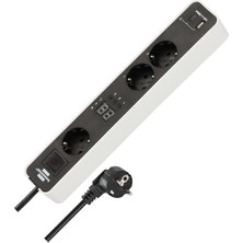 Ecolor Serisi 3 Soketli 1 Adet Type-C + 1 Adet USB Girişli 1.5 Metre Kablolu Zaman Ayarlı Uzatma Priz