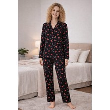 Pemilo Kadın 0587 Uzun Kol Süet Pijama Takımı