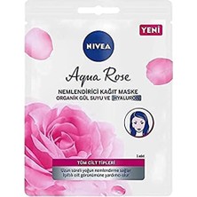 Nıvea Aqua Rose Hyaluron ve Organik Gül Suyu Içeren Nemlendirici Kağıt Maske, 1 Adet, Tüm Cilt Tipleri Için, Yoğun Nemlendirme, Işıltılı Cilt