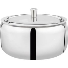 Paslanmaz Çelik Şekerlik, Kapaklı Lokumluk, 10 cm x 7 Cm, Gümüş Rengi Hurma Kasesi, Küp Şekerlik