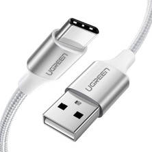Örgülü USB Type-C Şarj ve Data Kablosu, Beyaz, 25 cm