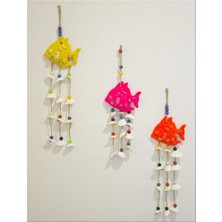 PremiumPort Renkli Deniz Kabuklu Üçlü Balık Dekorasyon Seti, Bahçe ve Balkon Süsü