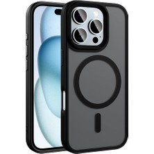 ile Uyumlu 16 Pro Kılıf Mat Arka Yüzey Şarj Özellikli Flet M-Safe Kapak Siyah