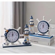 PremiumPort Şık Ahşap Marin Temalı Masa Üstü Dekoratif Saat