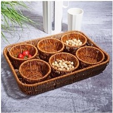 Kosova Wicker 7'li Tepsili Çerezlik Set