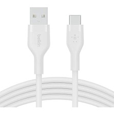Boostcharge Silicone Usb-C - Usb-A Kablosu (2 M), iPad Pro, Galaxy S21, Ultra, Plus, 20, ve Diğer Aygıtlar Için Usb-If Onaylı Usb-C Şarj Kablosu - Beyaz