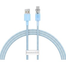 Explorer Serisi Hızlı Şarj Kablosu Akıllı Sıcaklık Kontrolü USB To Type-C 100W, 1m, Mavi