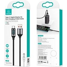 US-SJ544 Dijital Göstergeli,çipli,örgülü,1.2m Pd 66W USB To Type-C Hızlı Şarj ve Data Kablosu