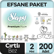 Sleepy Bio Natural Premium Plus Efsane Paket Bebek Bezi 2 Numara Mini 200 Adet
